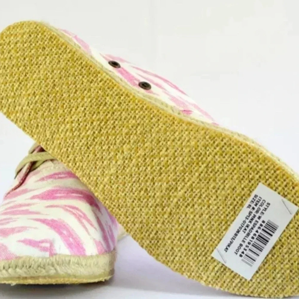 Brand New Without Box Women's TOMS Pink Ikat Espadrille Boots Sz 6